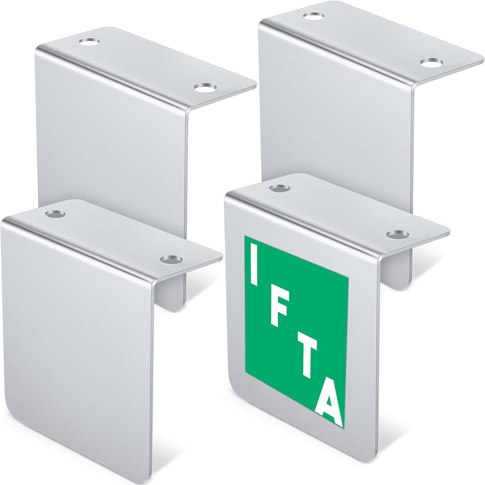 4 Pack Chrome l Bracket Universal 4" x 4" Flat Permit Panel Permit Sticker