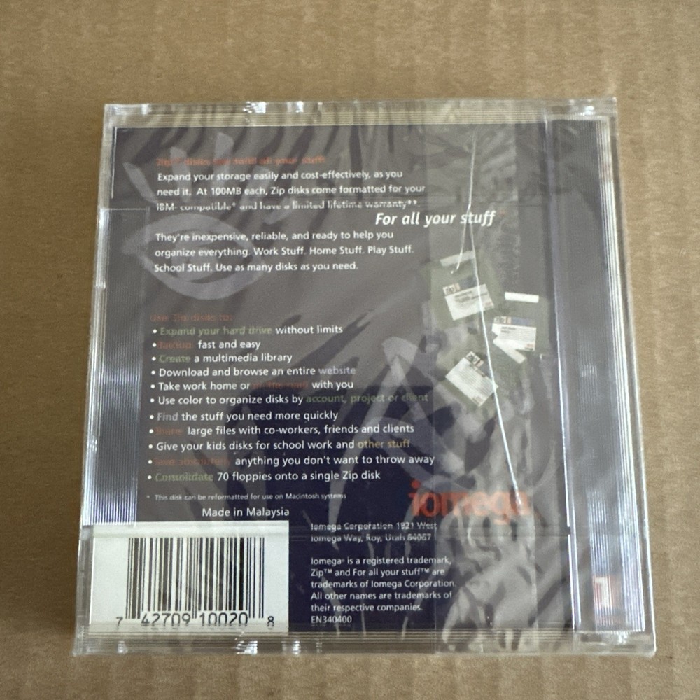 iomega 100MB IBM Formatted Zip Disk - NEW, Sealed