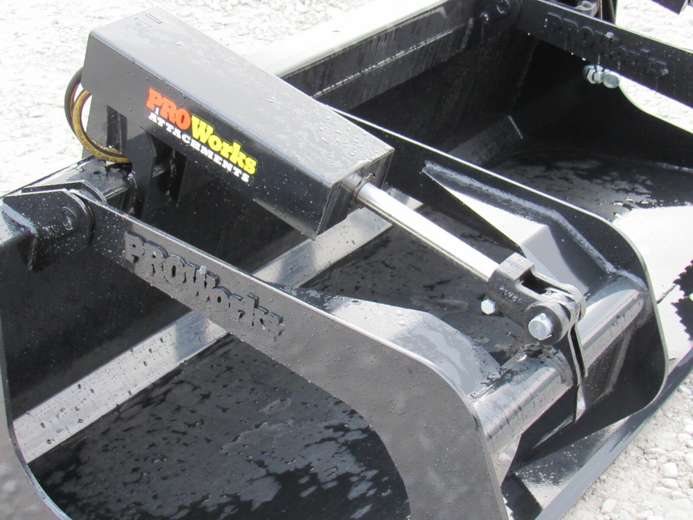 72" Solid Bottom Dual Cylinder Bucket Grapple Skid Steer Quick Attach Attachment