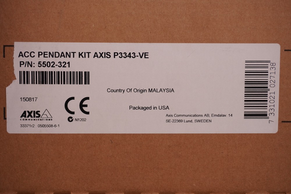 Axis 5502-321 P3343-VE Network Security Camera Mount Pendant Kit - White