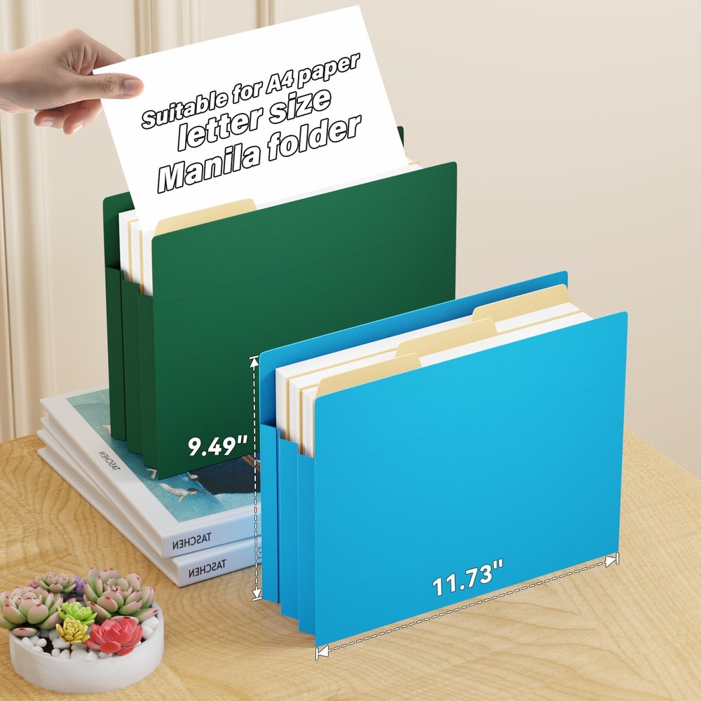 Poly 3.5”Expandable File Pockets,6 Pack Extra Capacity File Pockets Folders,L...