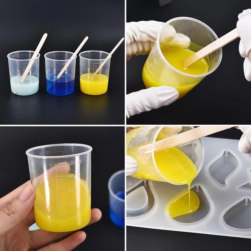 Measuring Cups Cup For School Laboratory Sample Storage With White Lids Cap 50ml