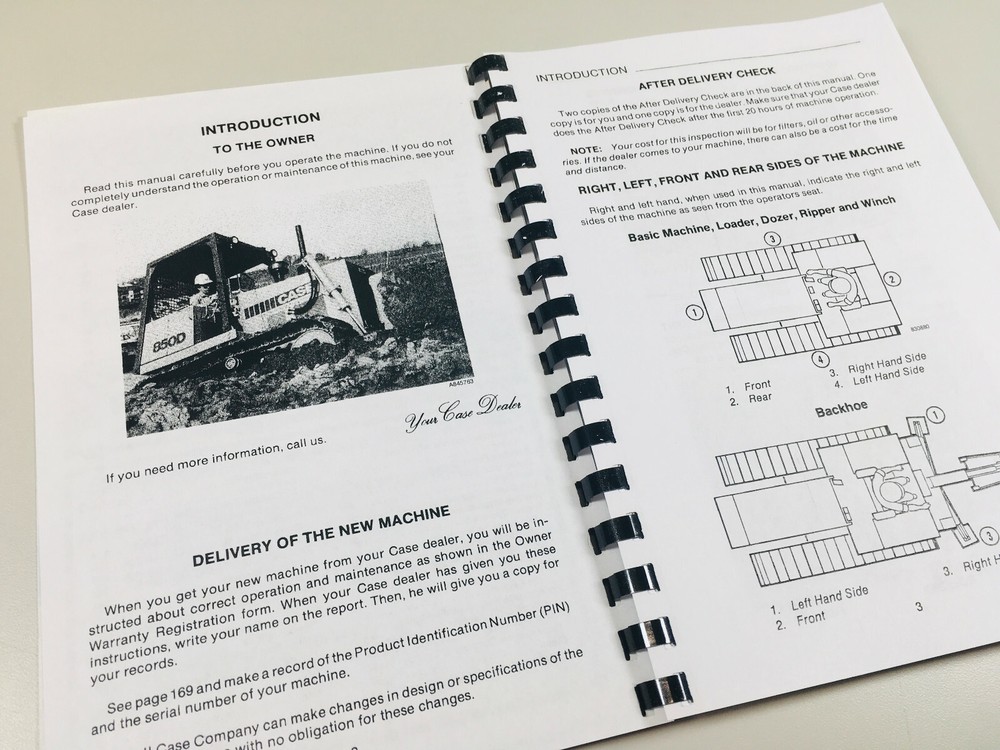 Case 850D 855D Crawler Track Loader Bull Dozer Operators Owners Manual Book