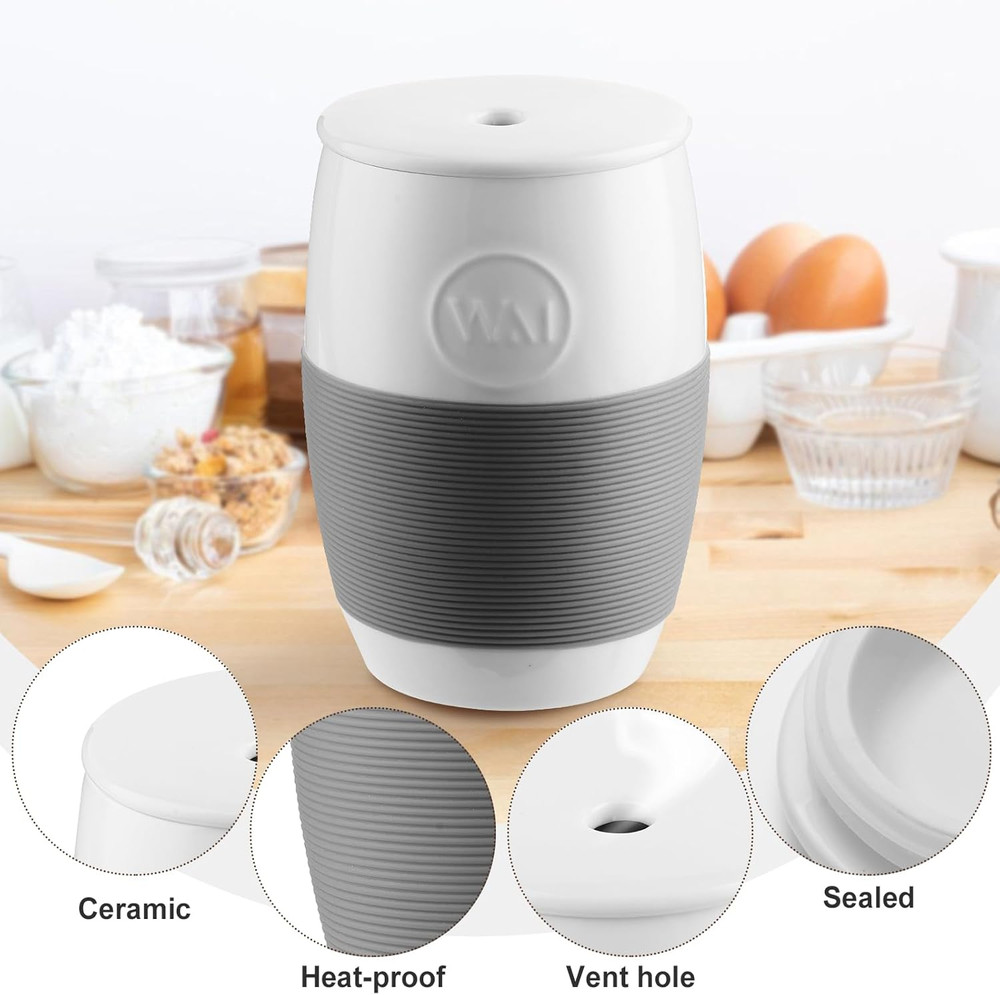 Non-Stick Ceramic Egg Cooker Quick Scrambled Egg Maker with Silicone Sleeve For