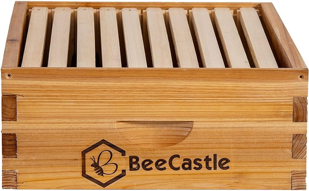 10-Frame Medium Super Bee Hive Box with Beeswax Dipped Frames (Unassembled)