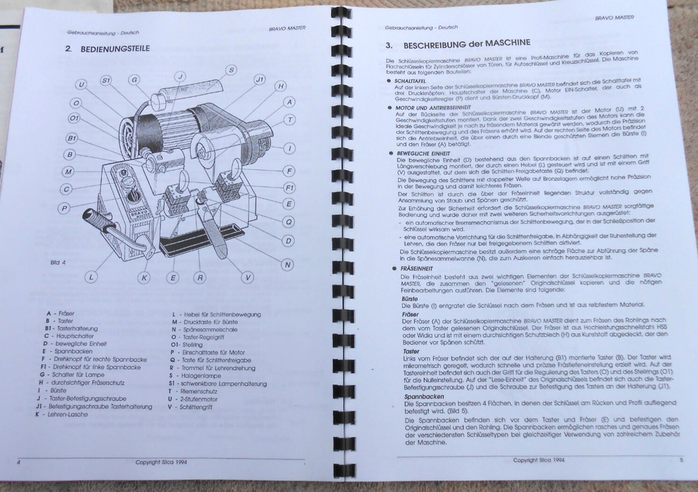 Key machine BRAVO MASTER Operation Manual