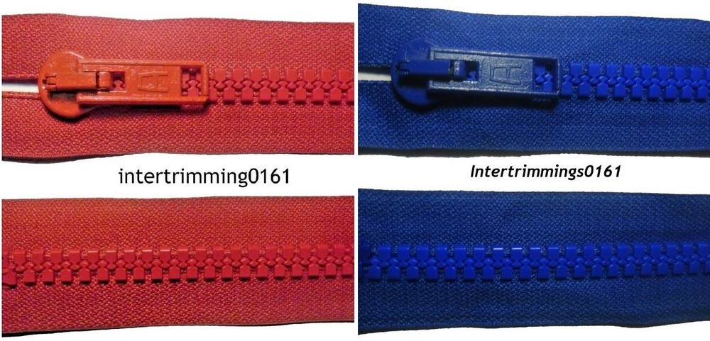 ALBERT ZIP RED & BLUE 22.5"/57CM, CHUNKY TEETH PLASTIC, OPEN END, NO 10