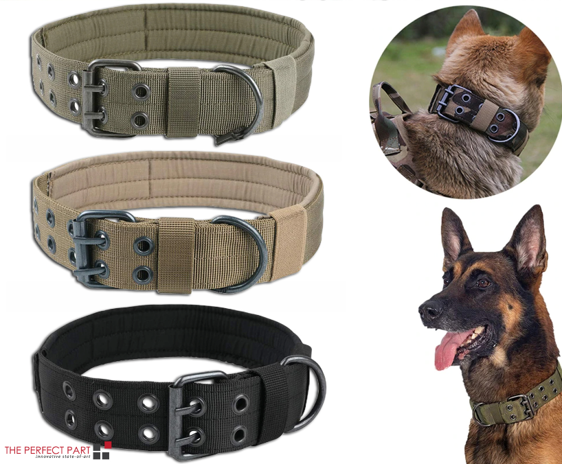 Tactical Heavy Duty Nylon Large Dog Collar K9 Military Metal Buckle Adjustable