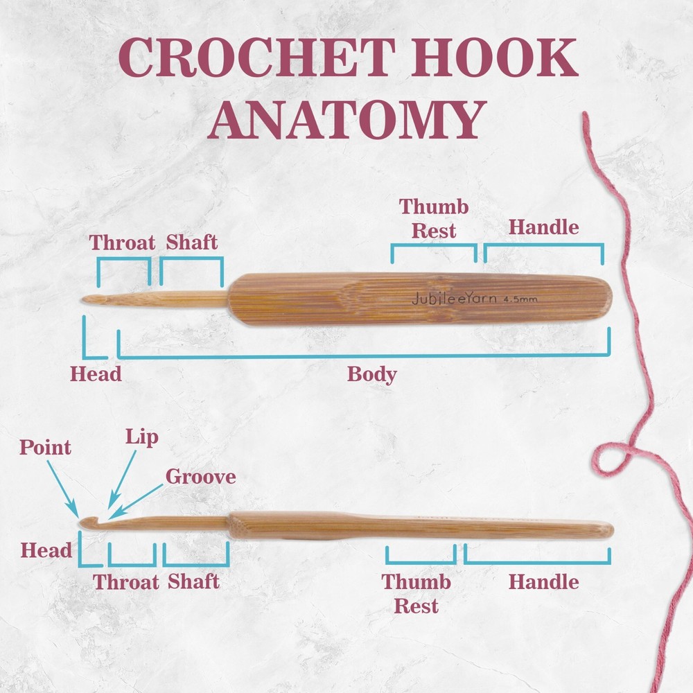 JubileeYarn 8pc Bamboo Crochet Hooks Set