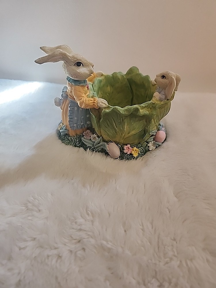 Bunny with Cabbage - Resin Easter Trinket Box With Original Box