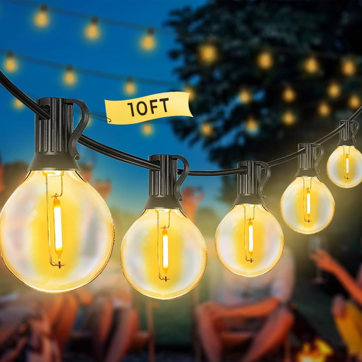 G 40 Outdoor String Lights, LED Patio Hanging Lights with Waterproof G40 Plastic