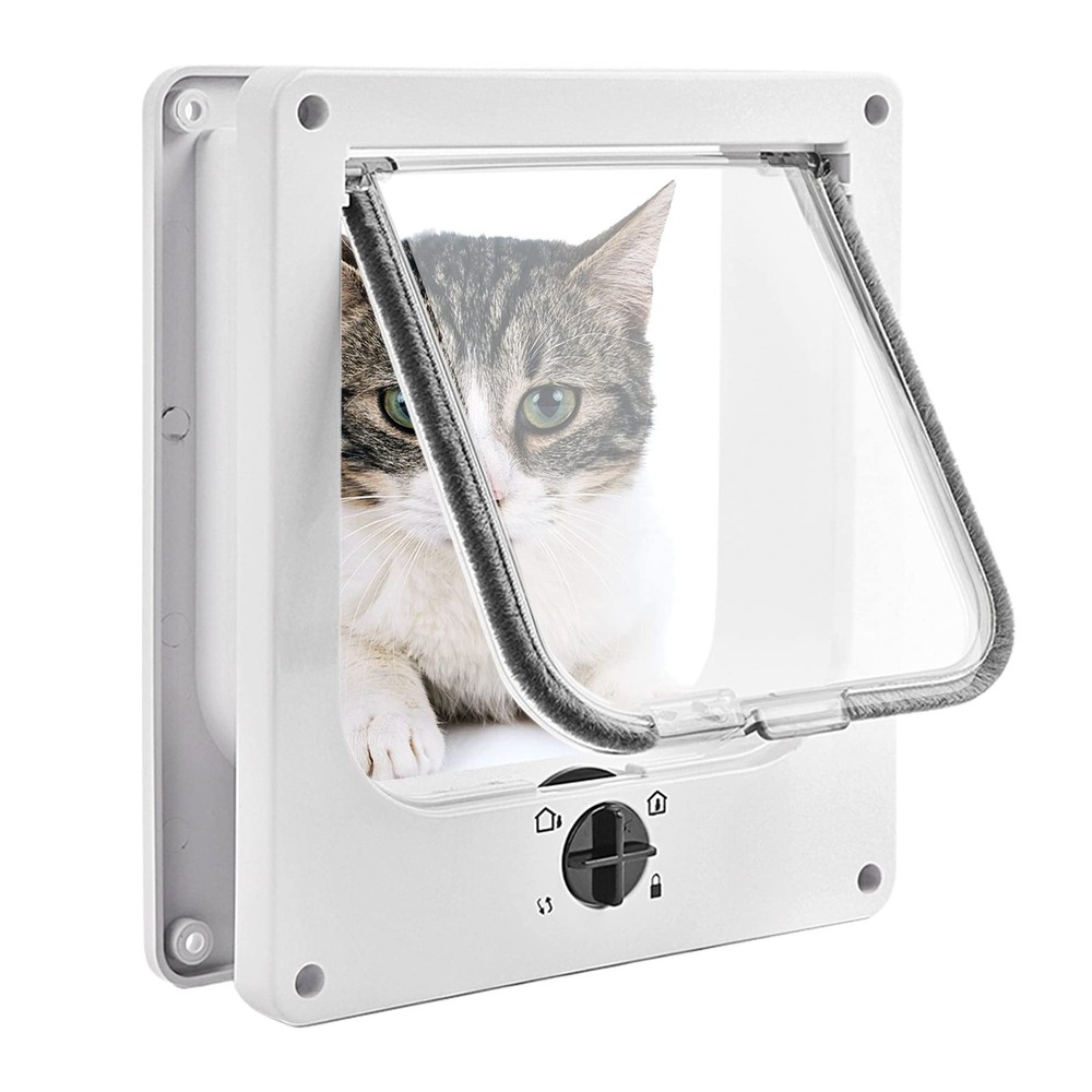 Large Cat Doors(Outer Size 10.6" x 9.2"), 4-Way Locking Cat Door for Interior...