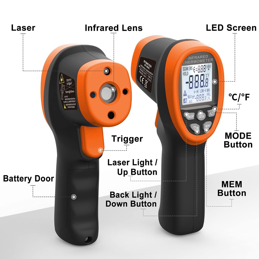 Infrared Thermometer Gun - BTMETER 985C Non large, IR