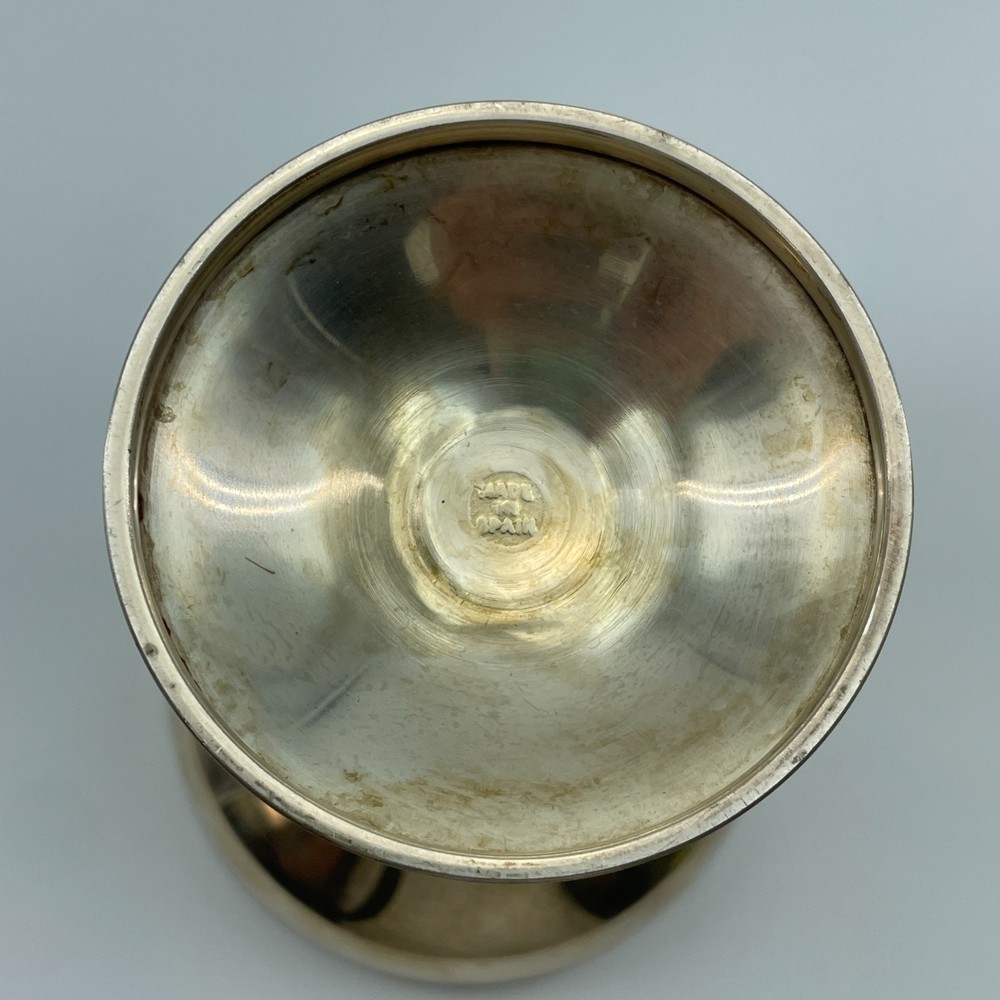 VINTAGE Silverplate Goblet Coupe Glasses Set 4 Decorative Stems 6in & 4in