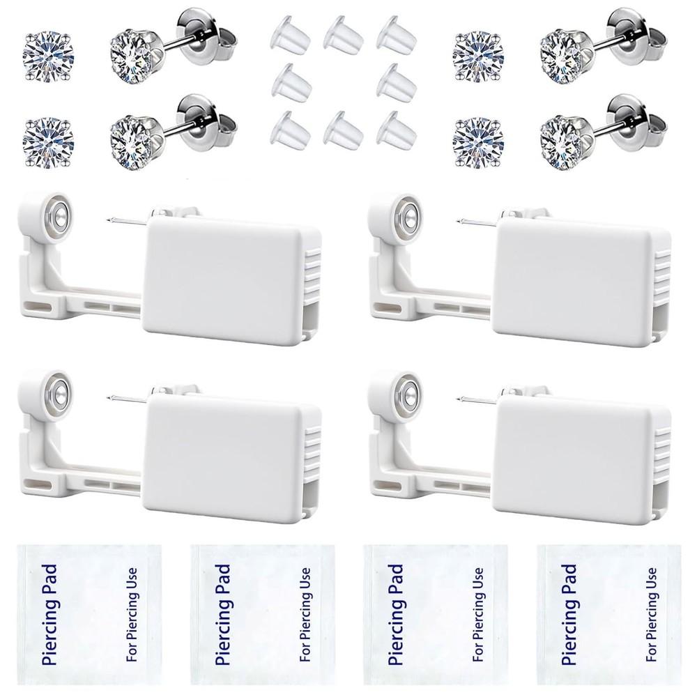Ear Piercing Kit, Disposable Ear Piercing Gun Preloaded CZ Earring Studs, Bod...