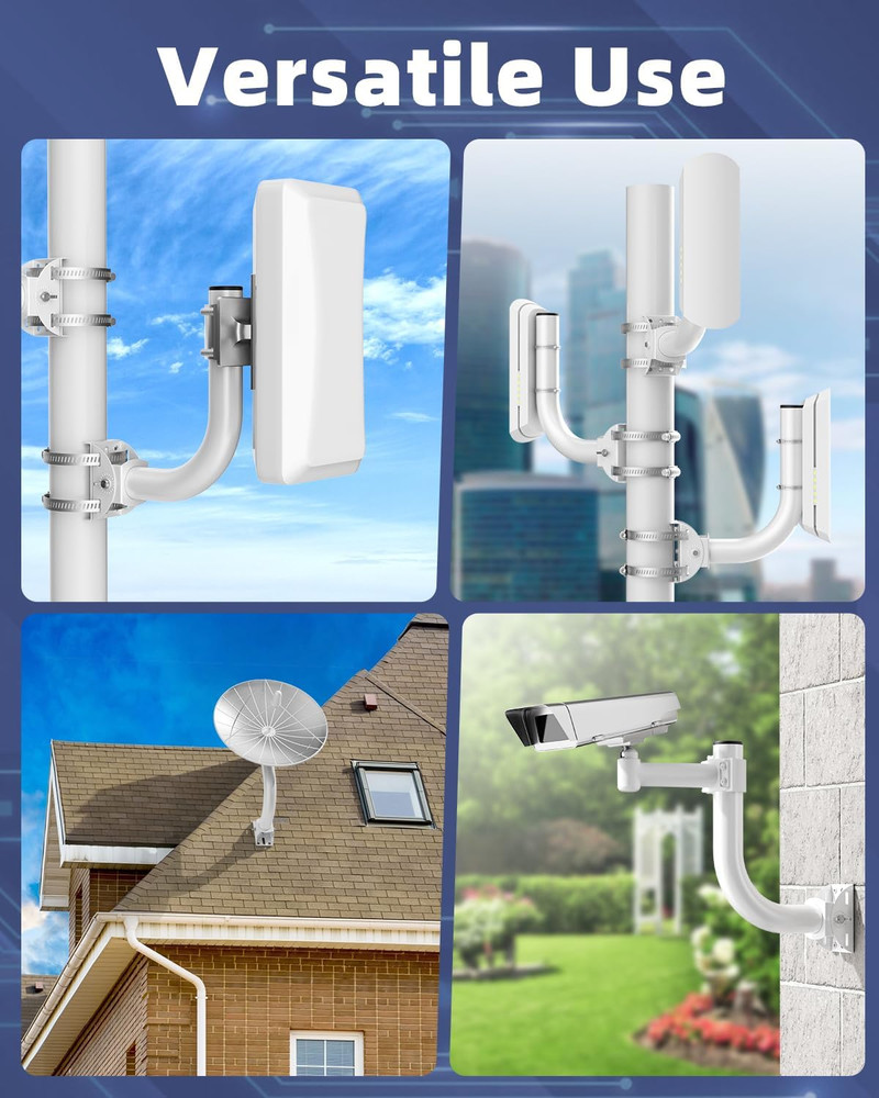 Universal J Pole Mount Bracket 2 Pack 180° Adjustable Antenna Wall Mount