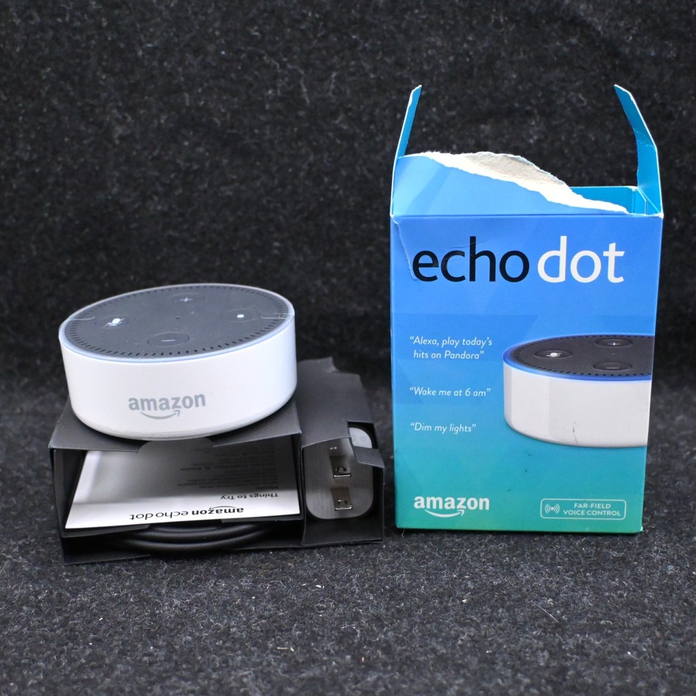 Amazon Echo Dot 2nd Generation White Smart Speaker Bluetooth Alexa open box