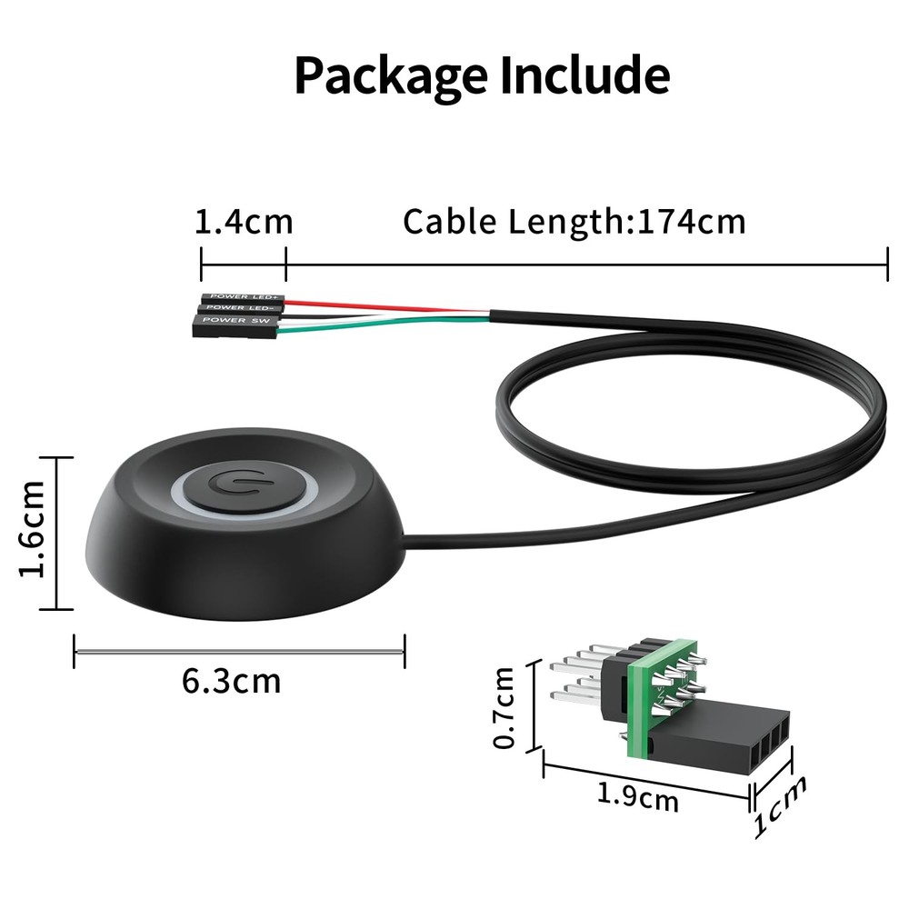 PC Power Button, Desktop Button External Switch ON Off Black
