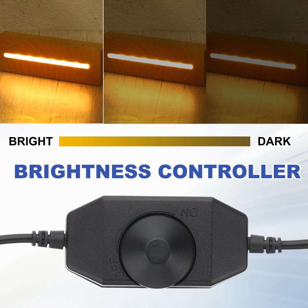 LED Strip Dimmer Switch, DC 9-24V PWM Rotary Dimmer DC Inline Cable Black
