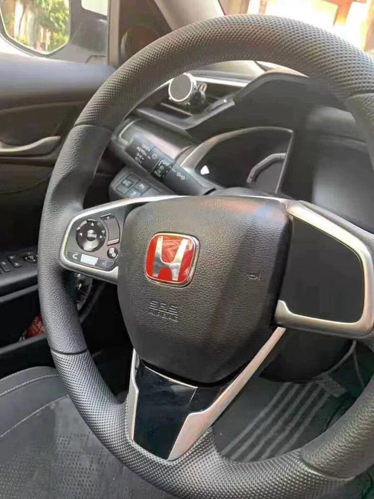 Red H Emblem Front Rear Steering Badge 3PC Fit For 2016-21 CIVIC HATCHBACK