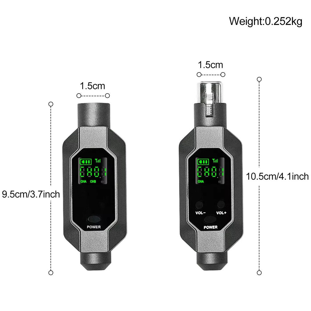 Wireless Microphone Converter XLR Transmitter&Receiver Microphone For 2 mic US