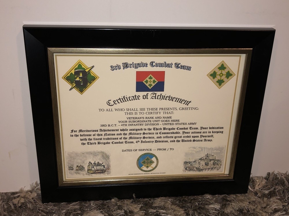 3RD B.C.T. / 4TH INFANTRY DIVISION (COMMEMORATIVE CERTIFICATE)