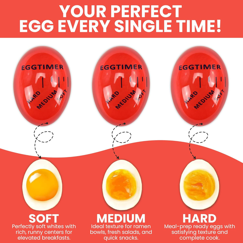 Egg Timer 2-Pack, BPA Free Color Changing for Soft or Hard Boiled Eggs