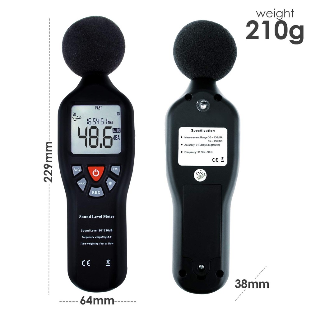 Decibel Meter Sound Level Meter with Data Logging, High Accuracy dB SPL Meter...
