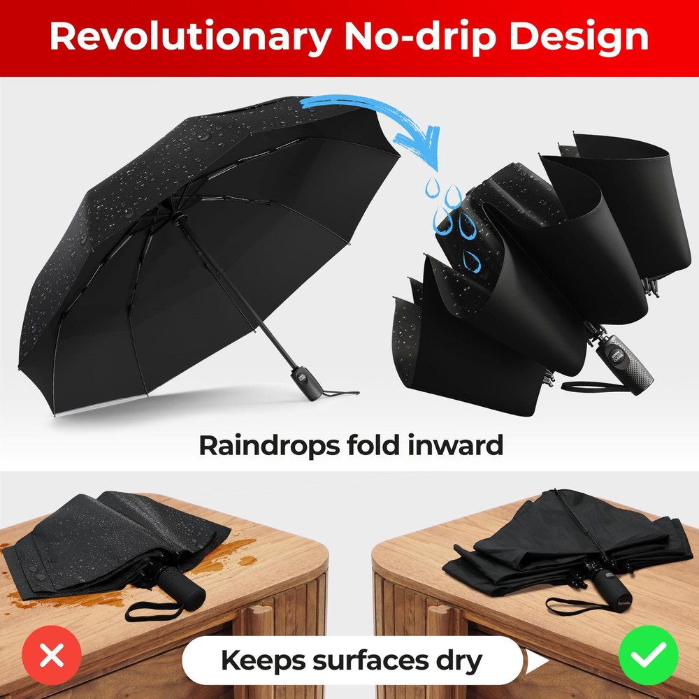 Inverted Windproof Umbrella, Large, Strong, Light, Portable, Automatic Revers...