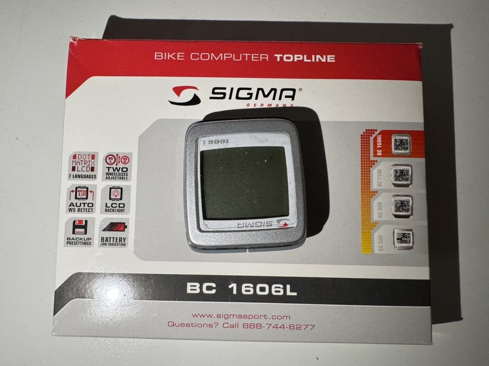 SIGMA CYCLE COMPUTER FRONT WHEEL BIKE 1 BC1606L BIKE COMPUTER WITH SENSOR KIT.