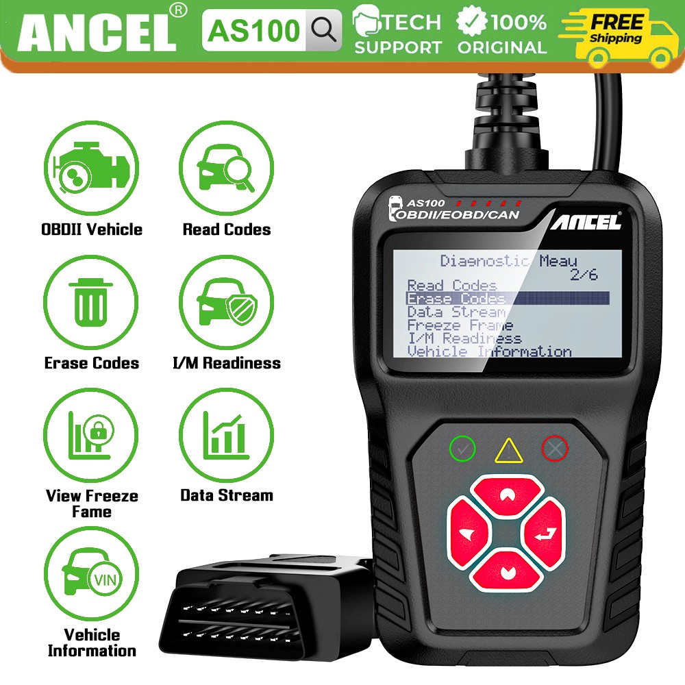ANCEL AS100 Car OBD2 Scanner Code Reader Check Engine Fault Diagnostic Tool