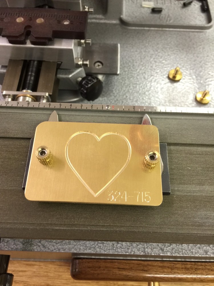 MEDIUM HEART SOLID BRASS MASTER ENGRAVING PLATE FOR NEW HERMES FONT TRAY