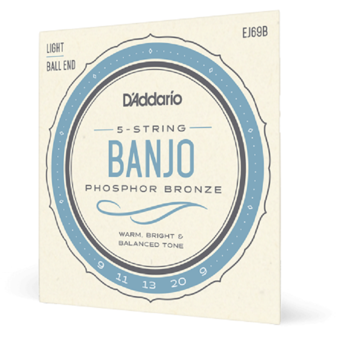 Ball End D'Addario EJ69B 5-String Banjo Strings Phosphor Bronze Light 9-20