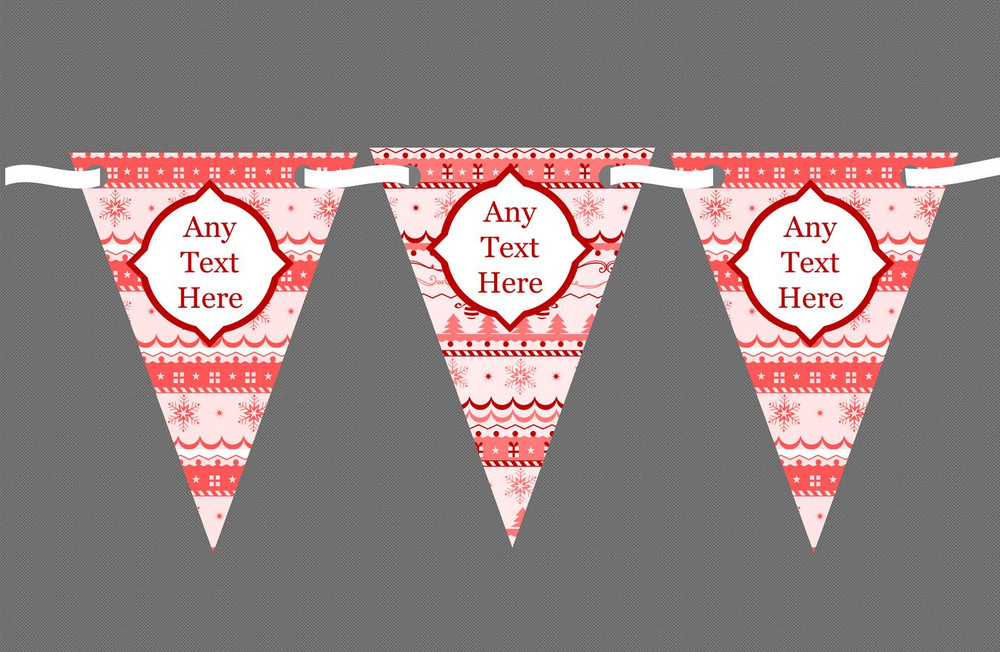 Red Xmas Pattern Personalised Christmas Bunting