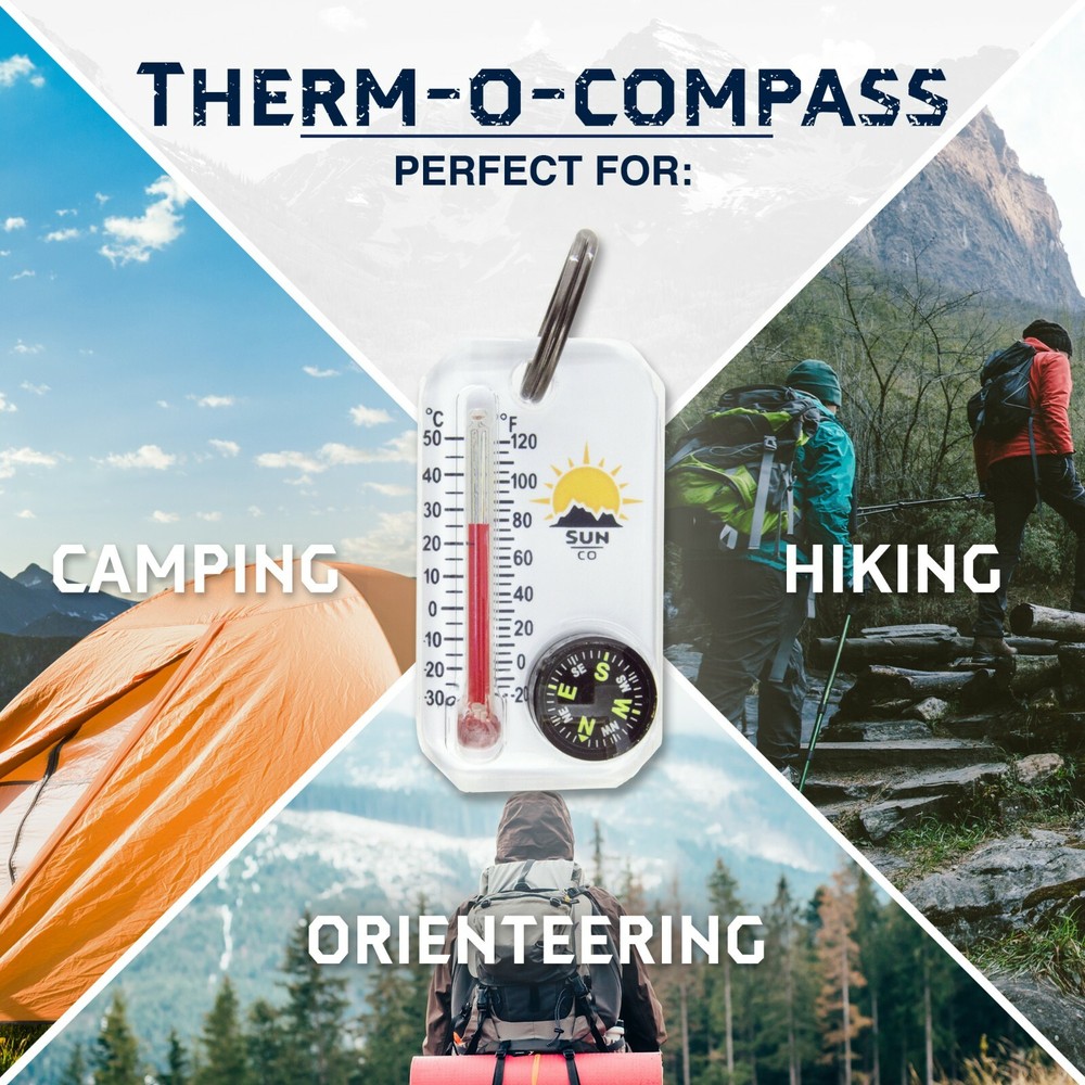 Sun Company Therm-o-Compass - Zipper Pull Compass and Thermometer