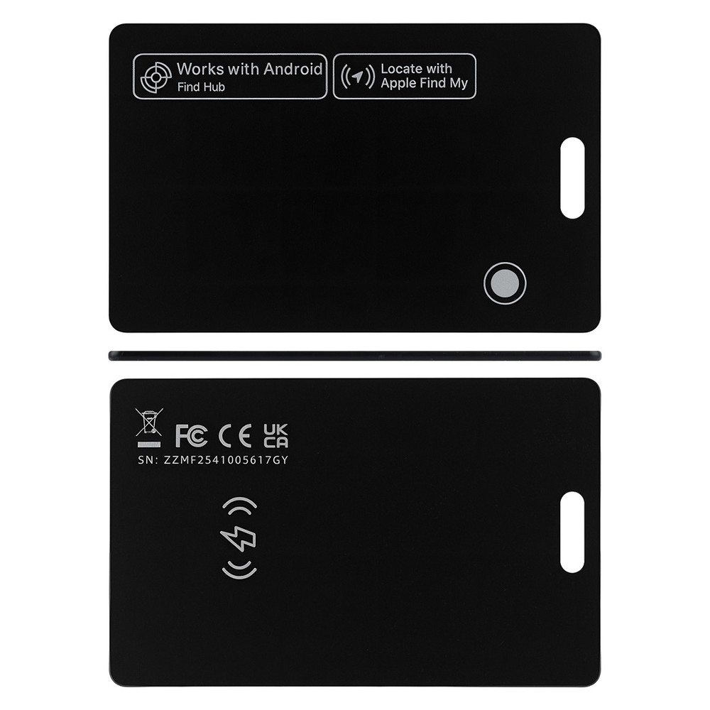 Slim Rechargeable Wallet Tracker Card - Works with iPhone & Google Find My