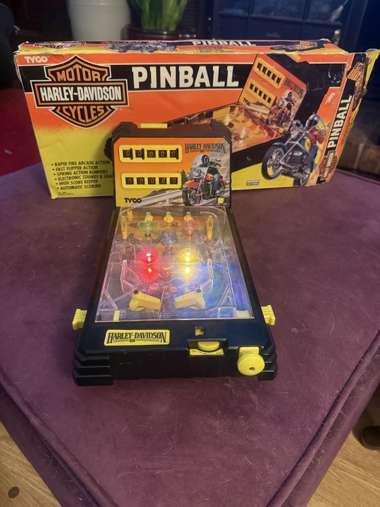 Vintage TYCO Harley Davidson Table Top Pinball Machine. No Feet/includes box