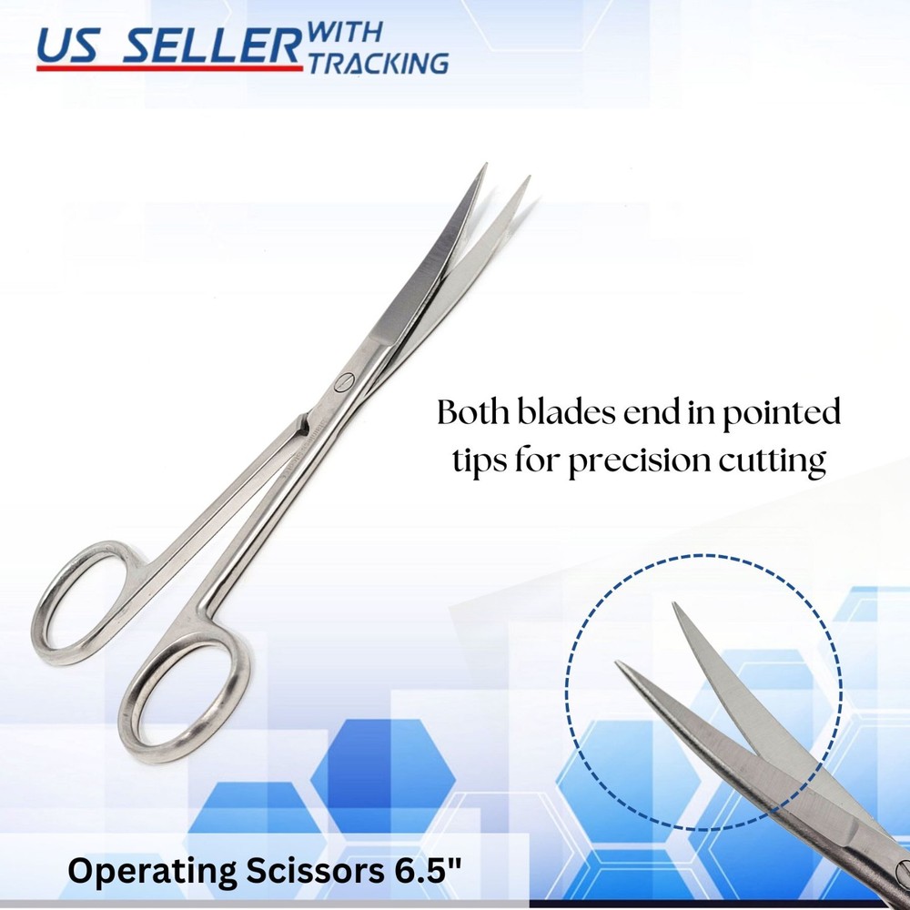 STAINLESS STEEL OPERATING SCISSORS SHARP /SHARP 6.5" CURVED SURGICAL INSTRUMENT