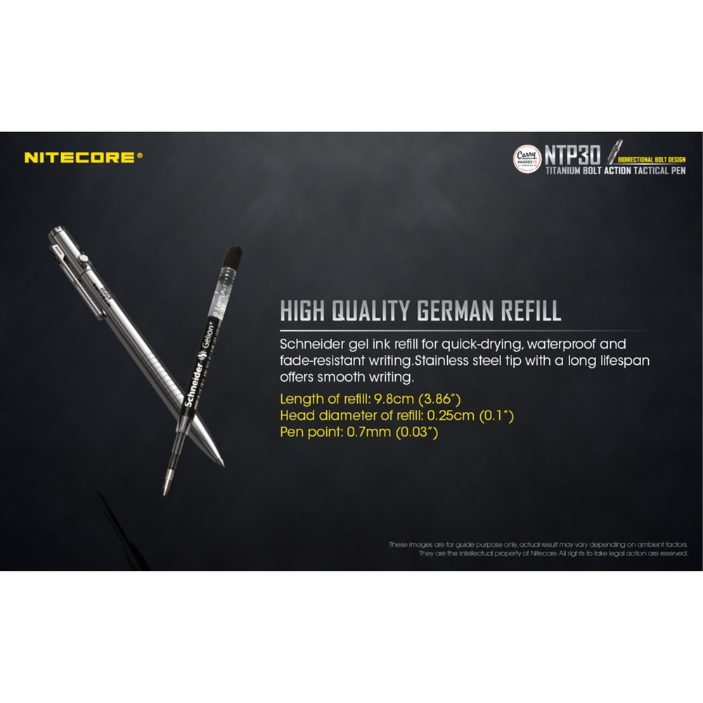 ~NEW~ Nitecore NTP30 Titanium Bidirectional Bolt Action Tactical Pen