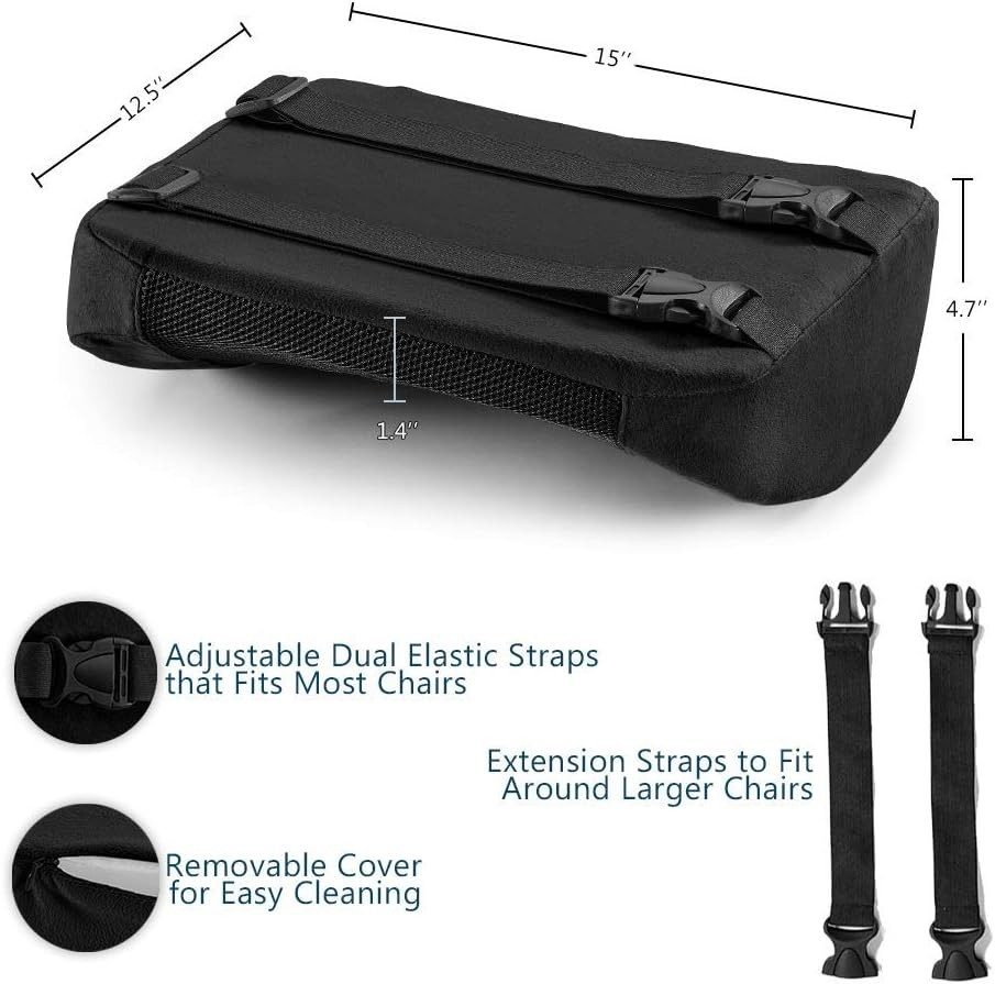 Breathable 3D Mesh Lumbar Support Pillow with Adjustable Strap - Black Elegance