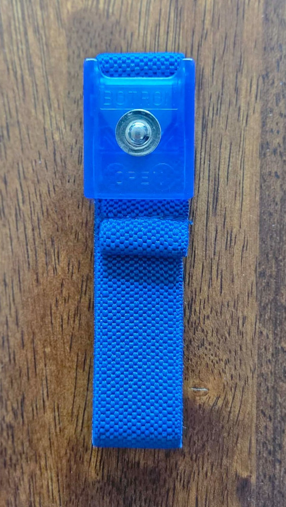 Botron B9998 GEM Adjustable Sapphire Elastic Wrist Strap with 1/8" Snap