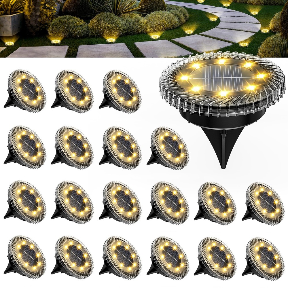 PATIOWIN 20 Pack Small Solar Ground Lights, Pathway 20 Pack, Warm White