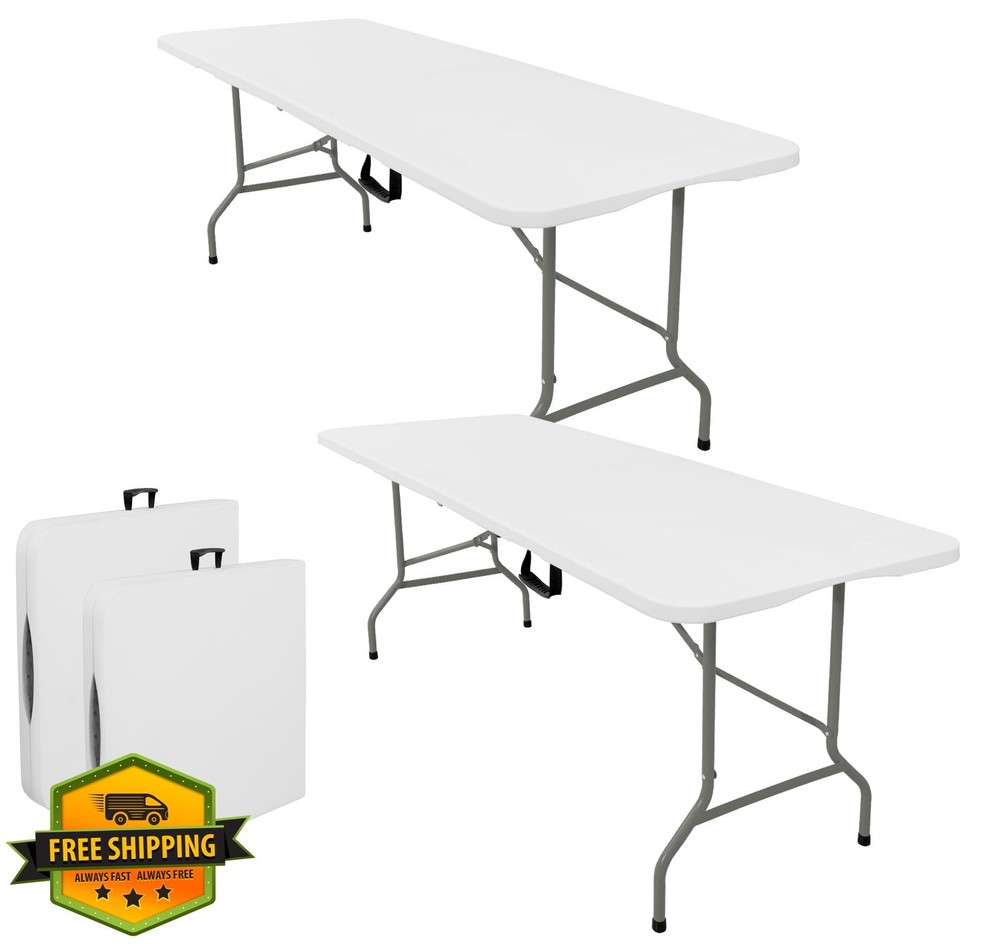 JALANCY Folding Table Set 2pc White 5.85FT