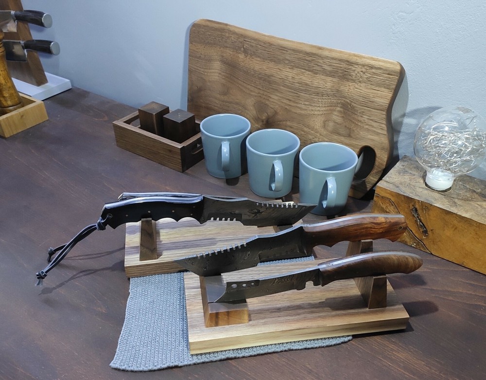 HeSy Handmade Dual Display Stand from solid walnut wood
