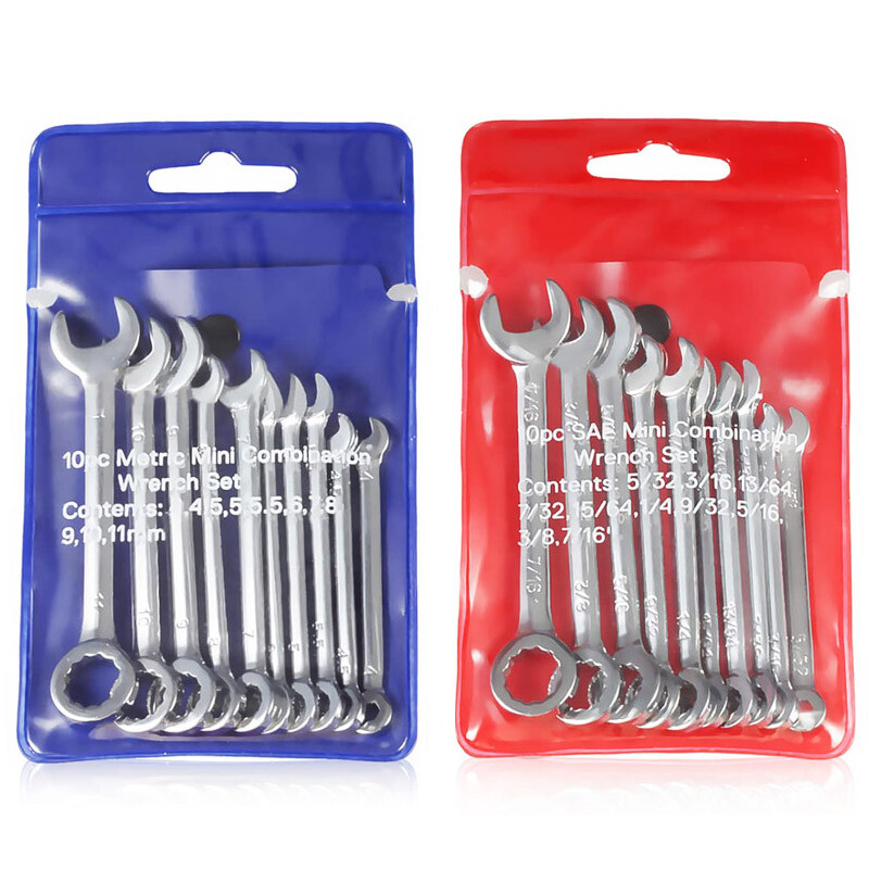 20PCS Small Combination Wrench Set Spanner Open & Box End Tools Metric SAE Mini
