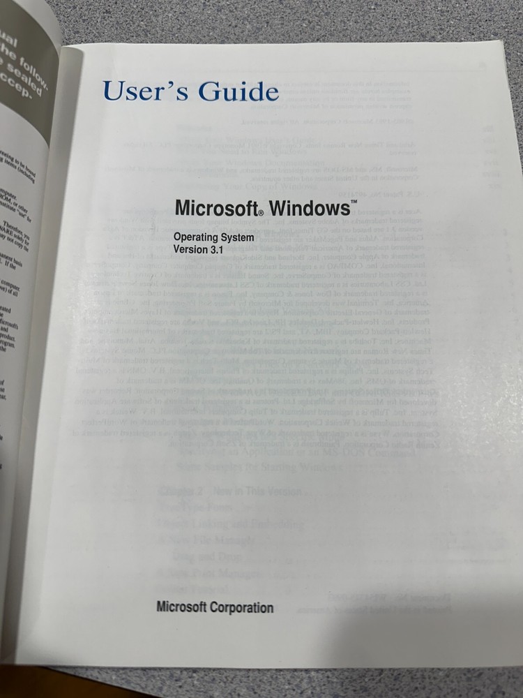 Microsoft Windows Version 3.1 Users Guide 1993 WCC 5680 Book Only Operating Sys