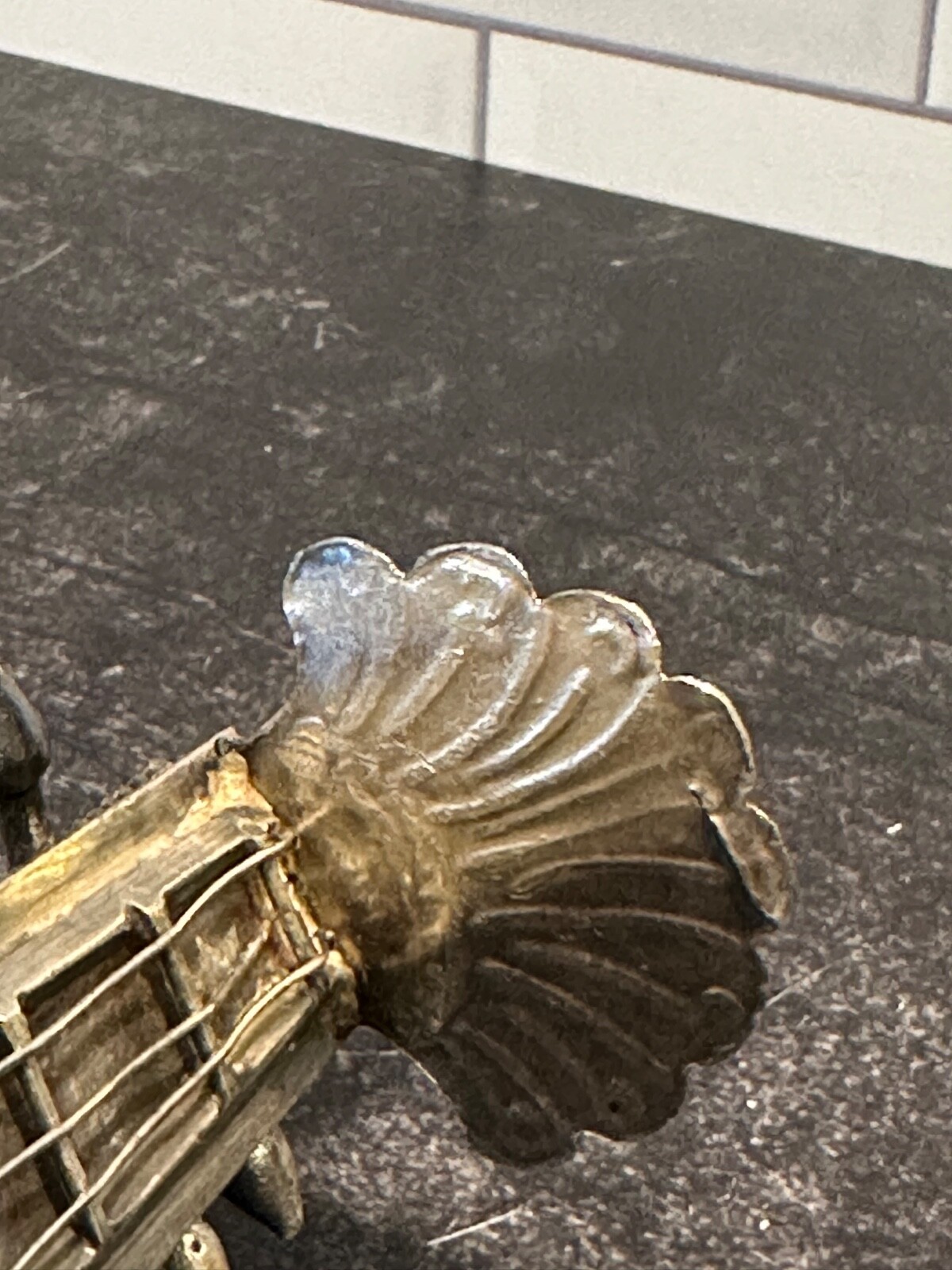 Antique Silver 700 Indian Spice Box /Container Shaped as a Sitar/Stamped