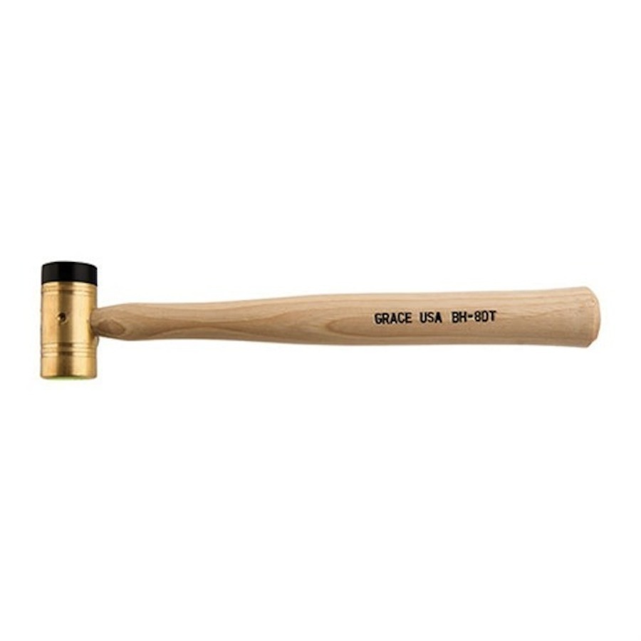 Grace USA 8OZ - Delrin Tipped Solid Brass Hammer WithExtra Delrin Cap - USA