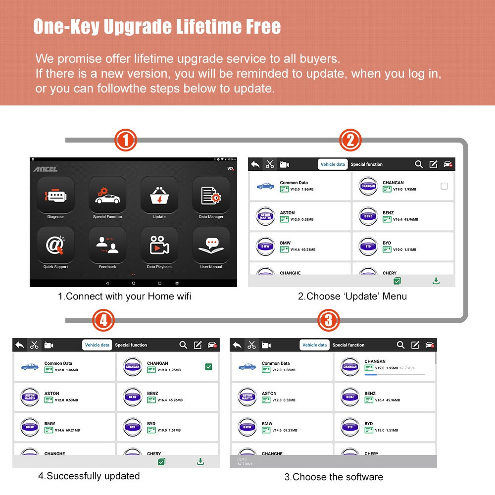 ANCEL X7 Bluetooth OBD2 Scanner Bi-directional Scan Tool Full System Diagnostic