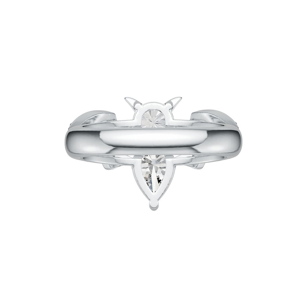 Sterling Silver Semi Mount Ring Setting Pear PE 9X6mm RD 6X6mm Bat Theme